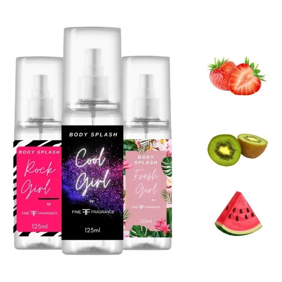 3 Body Splash De 125 Ml Cada Uno. Aroma Fresa, Kiwi Y Sandia