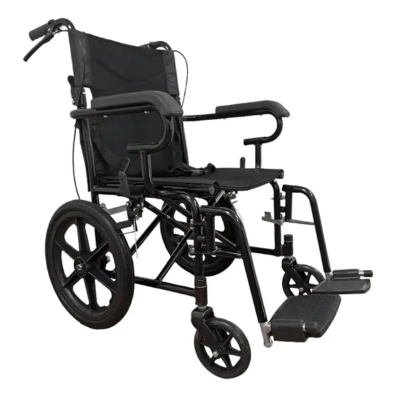 Silla De Ruedas Traslado Plegable Compacta Todo Terreno Negro
