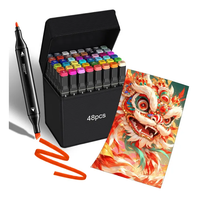 Set De 48 Plumones Doble Punta Colores Vibrantes Para Arte