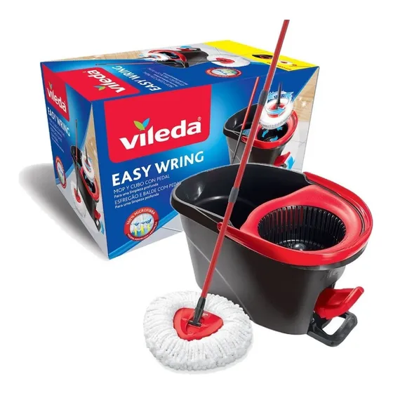 Balde Escurridor Con Pedal + Mopa Piso Vileda Easy Wring