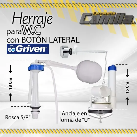 Herraje Para Wc Griven Con Boton Lateral / 08560