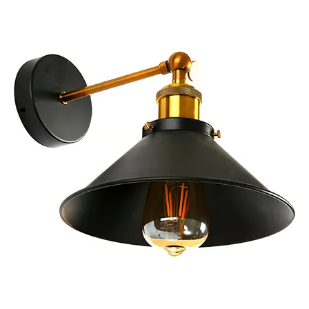 Aplique Lámpara Led Muro Bronce E27 Con Pantalla Decoracion Negro
