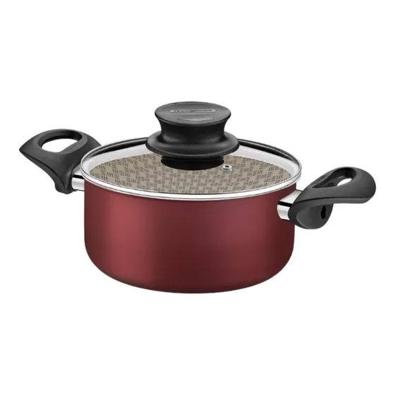 Olla Tramontina 20565424 Teflon 20 Cm 2.9Litros Antiadherente Paris Color Rojo