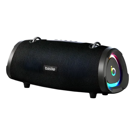 Caixa De Som Portátil Basike Bluetooth 160w Com Bass Boost E Leds Preto 127/220v