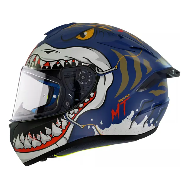 Casco Mt Targo Pro Sharky B7 Azul Mate Con Aleron Extraible