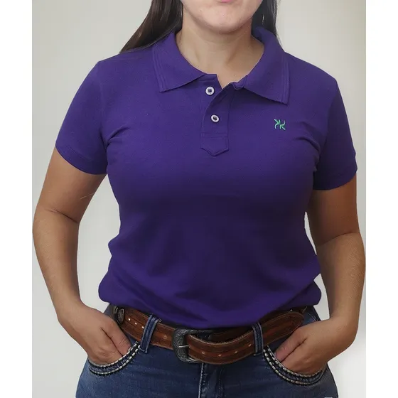 Camiseta Polo Feminina Roxa Keep Roping