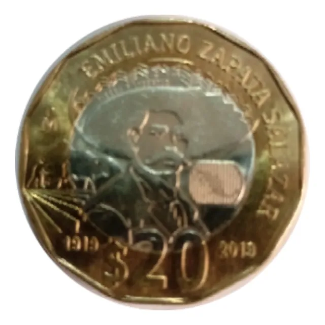 Moneda Mexicana 20pesos Emiliano Zapata100añosdoble Error