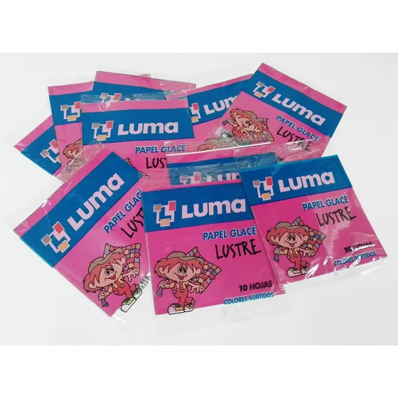 Papel Glace Luma Colores Lustre X 10 Hojas X 10 Unidades Color Surtido