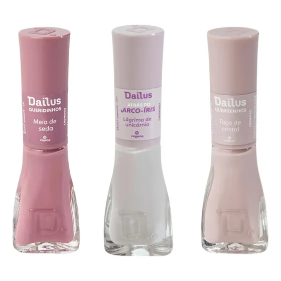 Kit Esmaltes Dailus Lagrima Unicornio Meia Seda Taça Cristal
