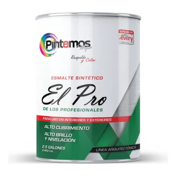 Pintura Esmalte Pintemos El Pro Cuarto - L  Acabado Brillante Color Azul Oscuro