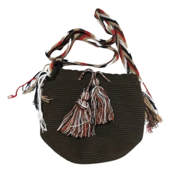 Mochila Wayuu Mediana Unicolor Original Gasa Colores