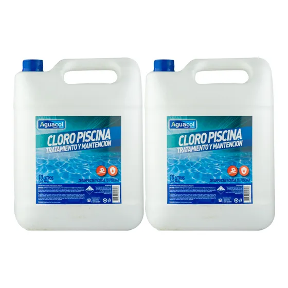 Pack 2 Cloro Piscina Liquido 10 Lts Aguacol