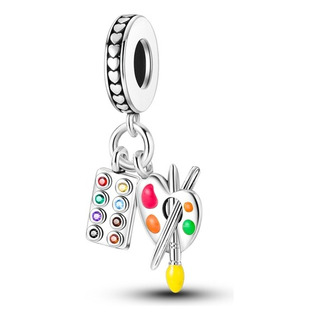 Charm Paleta De Colores Plata 925 Compatible Pulseras Cadena Charm Paleta De Colores Plata 925 Compatible Pulseras Cadena