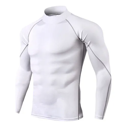 1 Playera De Compresión Deportiva De Licra Con Cuello Ruso