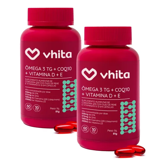 Ômega 3 Vitamina D Coenzima Q10 - Ômega 3 Em 1 - 2 Potes