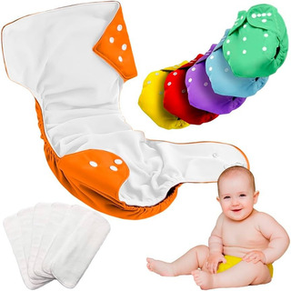 6pcs Bebé Pañales De Tela Ajustable Lavable Reutilizable 6pcs Bebé Pañales De Tela Ajustable Lavable Reutilizable