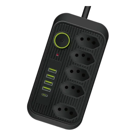 Extensão 6 Tomadas E 2 Usb 1 Pd Led Bivolt Power