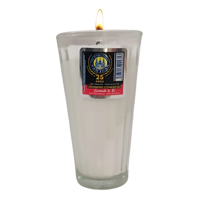 Veladora Limonero Comercial, Vela De Parafina Vaso De Vidrio