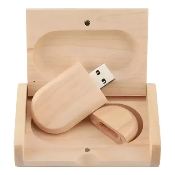5 Pendrive Con Caja En Madera  64 Gb Apto Grabado Láser 