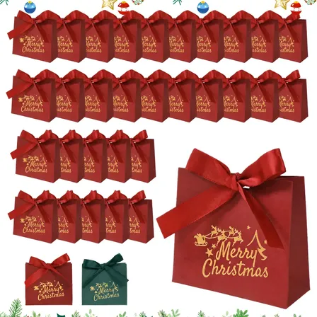30 Caixas Presente Com Laço Decoração De Natal Lembrancinha