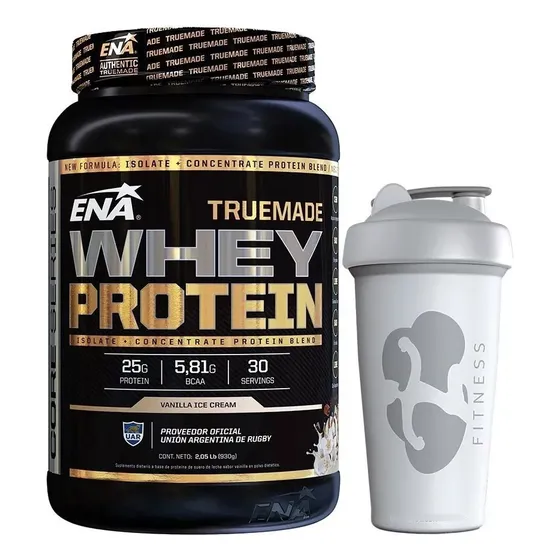Ena True Made Whey Protein 2 Lb Sabor Vainilla + Vaso Shaker 600ml