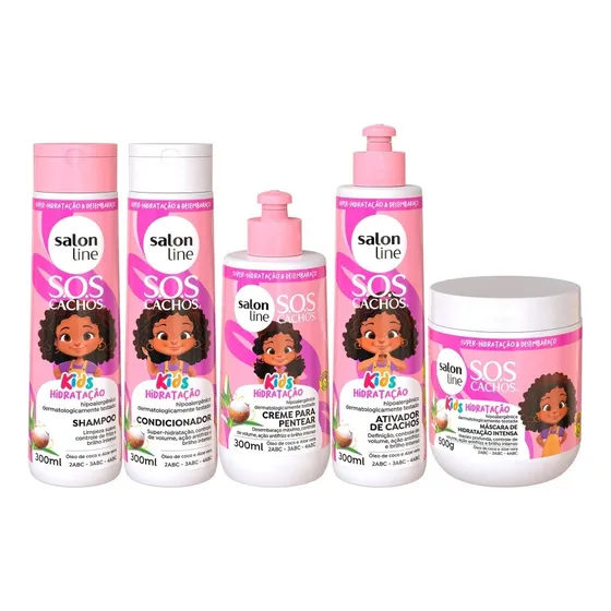 Kit Infantil Completo Salonline Pra Crianças Sos Cachos Kids