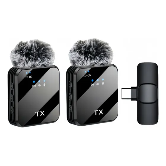 Micrófono Inalámbrico Lavalier 2 En 1 Para Teléfono Celular,