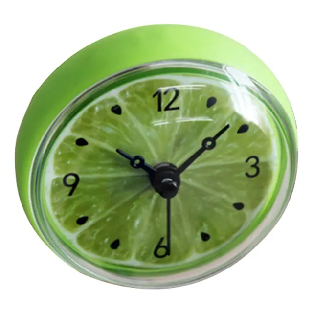 Durable Baño Cocina Impermeable Fruta Limon Ventosa Reloj