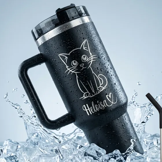 Copo Térmico Gigante Personalizado 1,2l Inox Tampa Canudo