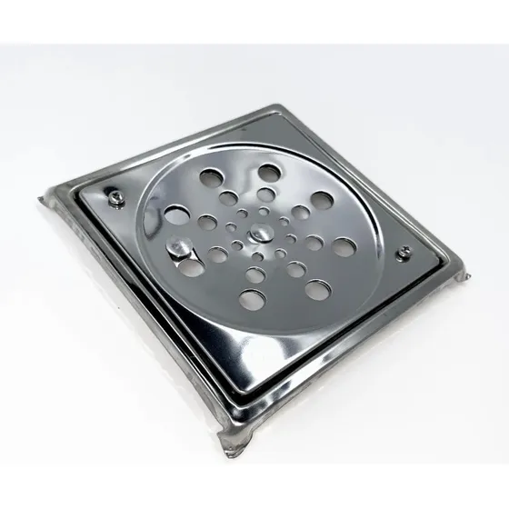 Ralo Grelha Inox + Suporte Caixilho 10x10cm Parafusado Quad