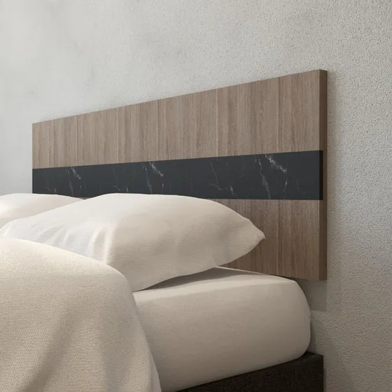 Cabecera Matrimonial De Pared Minimalista Con Carrara Negro Color Escandinavo Texturizado / Carrara
