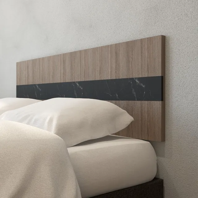 Cabecera Matrimonial De Pared Minimalista Con Carrara Negro Color Escandinavo Texturizado / Carrara