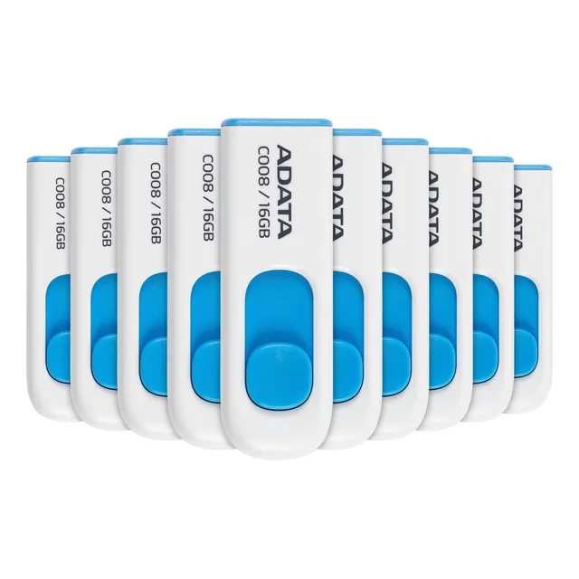 Kit 10 Memoria Usb Adata C008 16 Gb 2.0 Ac008-16g-rwe Blanca