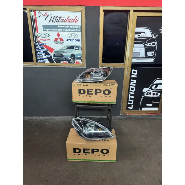 Faros Mitsubishi Lancer 2005-2015 Marca Depo Fondo Negro