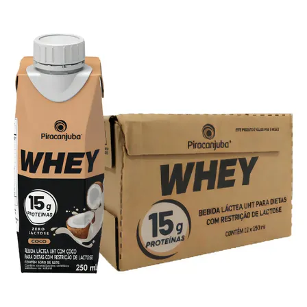 Kit 12 Bebida Lactea Whey 15g Zl Piracanjuba Coco 250ml