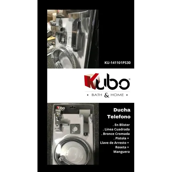 Ducha Telefonera Cromada Cuadrada Y Redonda Kubo Kups28