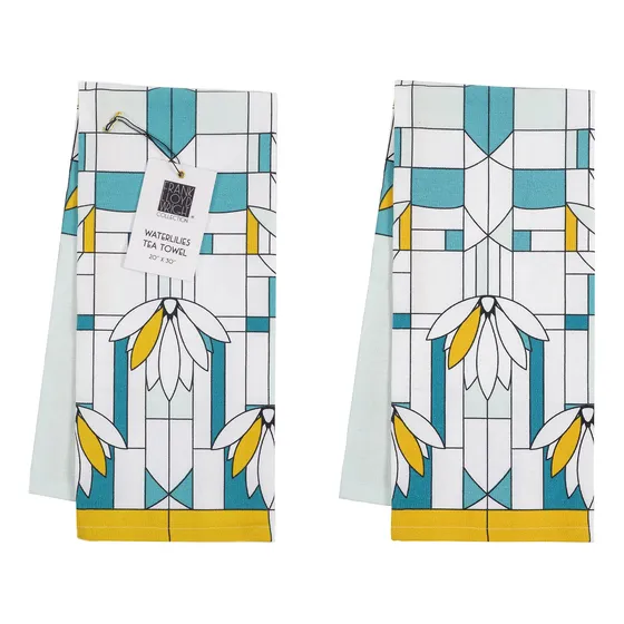 Toalla Cocina Estampada Algodon Juego Lirio Agua