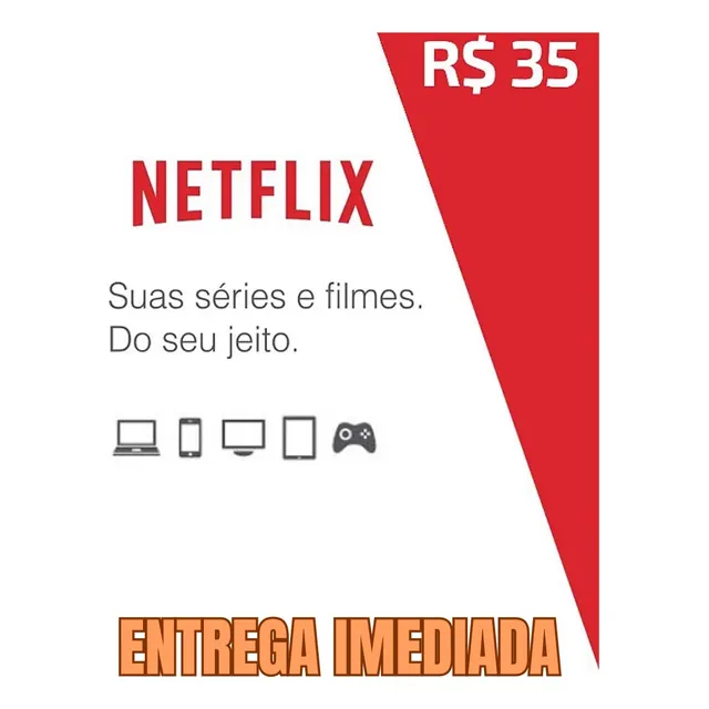Cartão Pré-pago Netflix Digital - R$ 35, Leia Descrição
