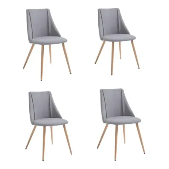 Sillas De Comedor Tapizadas Modernas Tess Pack X4 Ct Estructura de la silla Marrón claro Asiento Gris Claro Diseño de la tela Liso