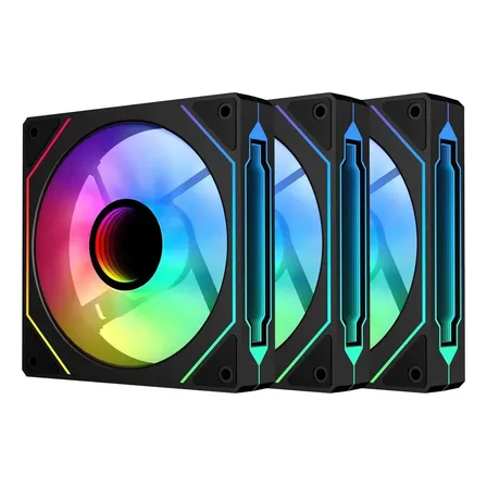 Kit 3 Ventoinhas Gamer Rgb Pretas 120mm Para Gabinete Cooler Pás Pretas Padrão