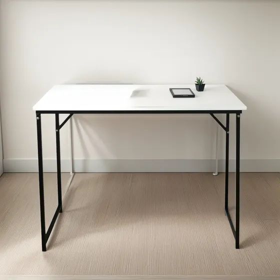 Mesa Escritorio Plegable Melamina Y Hierro Industrial 100 Cm