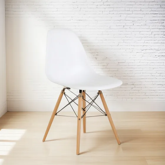 Silla Eames Nórdica Moderna Para Comedor - 1 Unidad No Aplica Negro Blanco