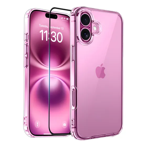 Funda Para Iphone16 Transparent De Silicona Protector + Mica