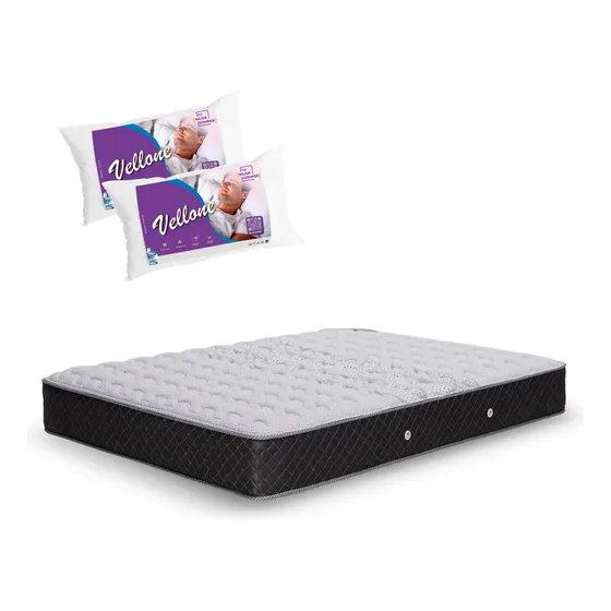 Colchon Cannon Doral 140x190 Resortes + 2 Almohadas Vellone