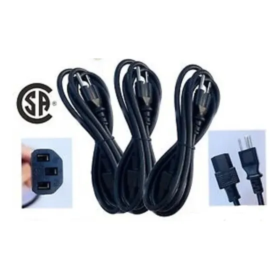 Combo De 3 Cable De Corriente Para Pc / Monitor