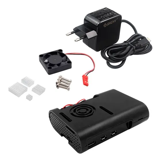 Fonte, Case, Cooler E Dissipadores P/ Raspberry Pi5 Pi 5 Nf