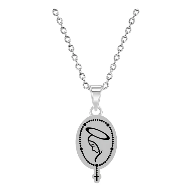 Collar Mujer Virgen Rosario Regalo Protección Joya Plata