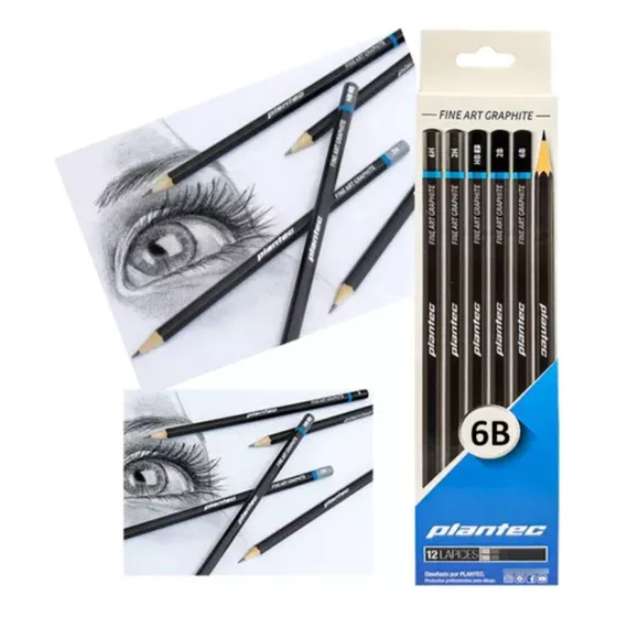 Caja X 12 Lapiz Grafito Plantec Fine Art Graphite Graduados Trazo 6b 19317
