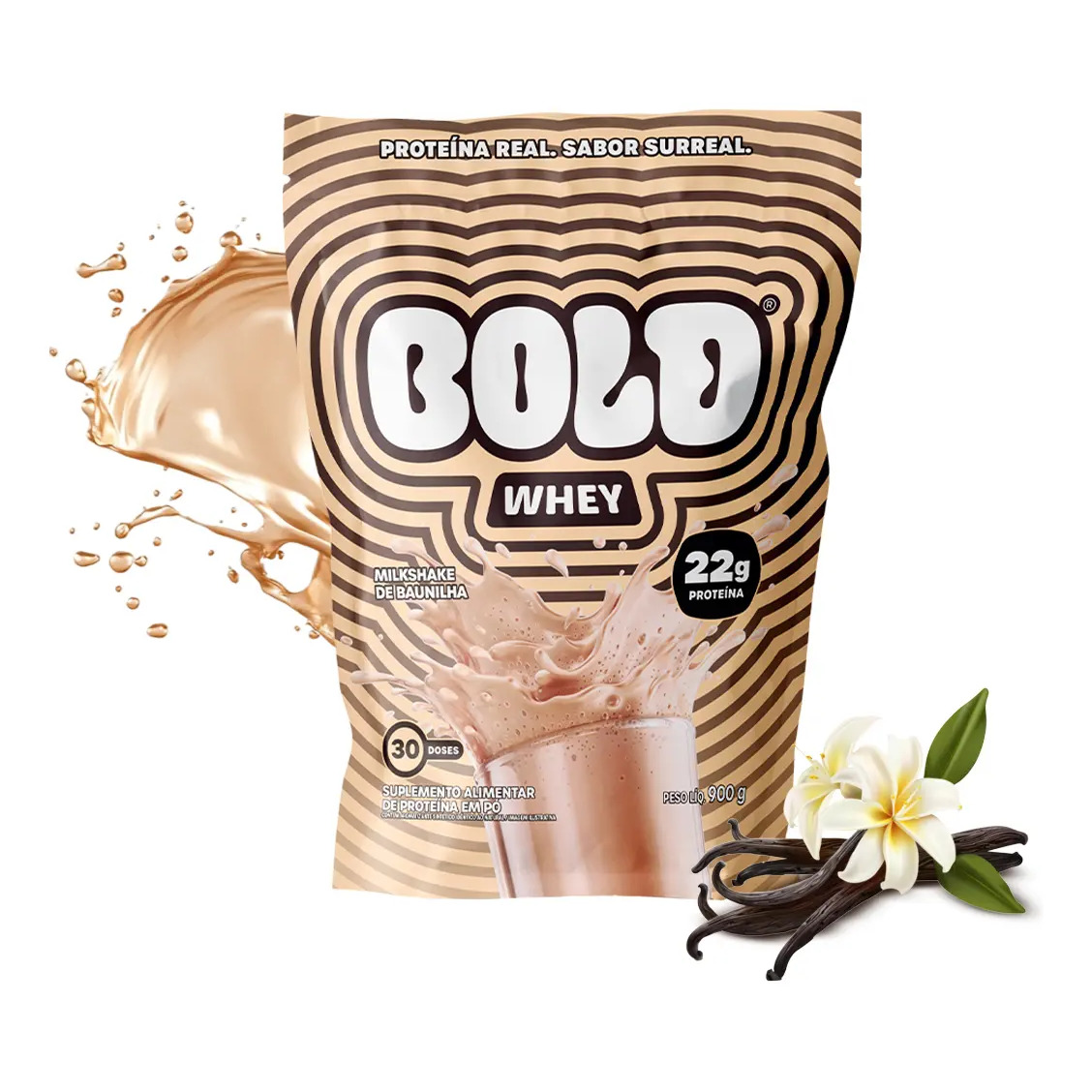 Whey Bold Baunilha (900g) 3w Whey Concentrado + Iso + Hidro Sabor Milkshake de Baunilha