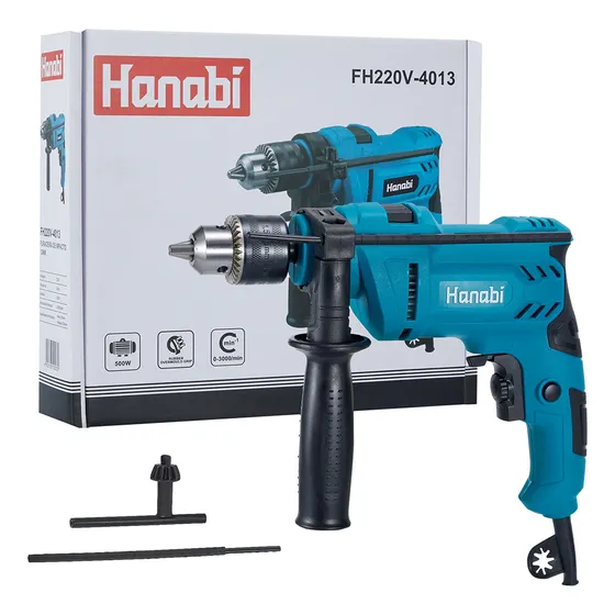 Furadeira De Impacto Eletrica Hanabi 500w Mandril 13mm Cor Azul-petróleo 220v